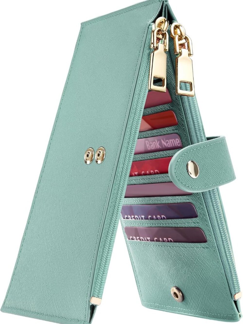 Large RFID Bifold Wallet for Women | Multi Card Holder with Zipper Pocket